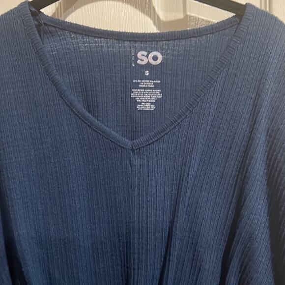 So Tie Front Sweater Womens Small Blue Soft - Picture 4 of 10